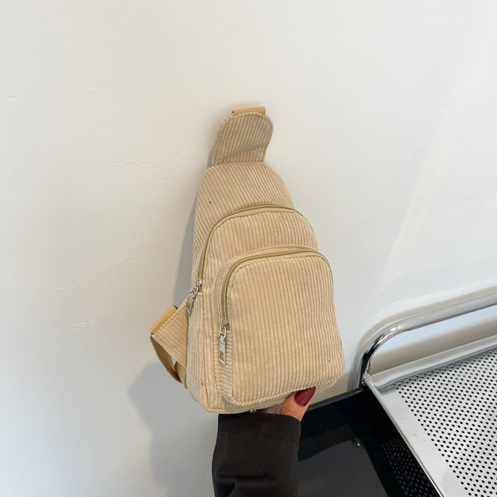 WoMulti-Compartment Corduroy Sling Bag Bowlift