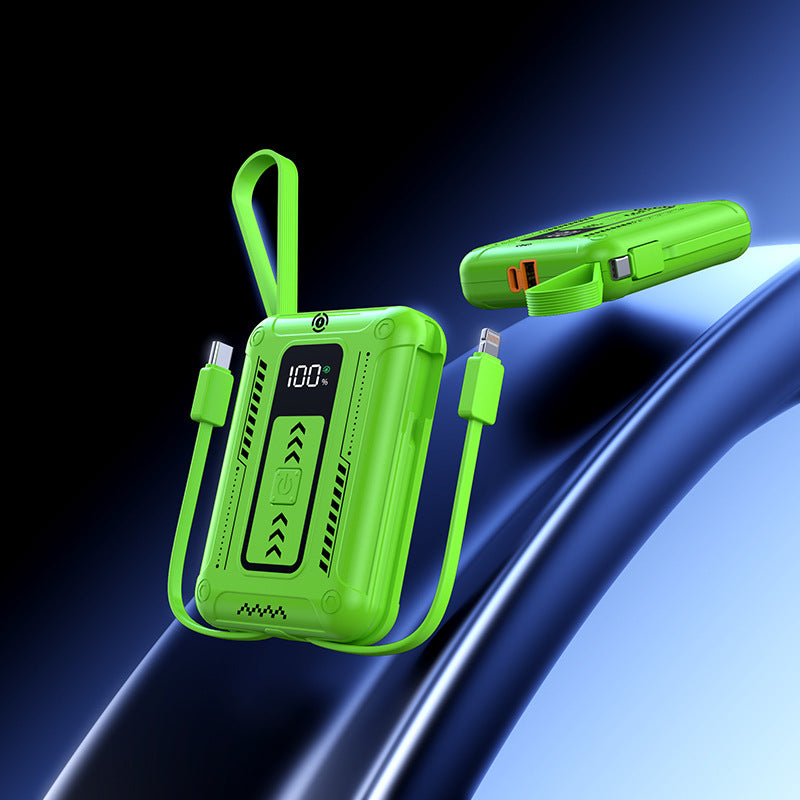 Robust power bank with integrated fast charging function and digital charge level display Bowlift