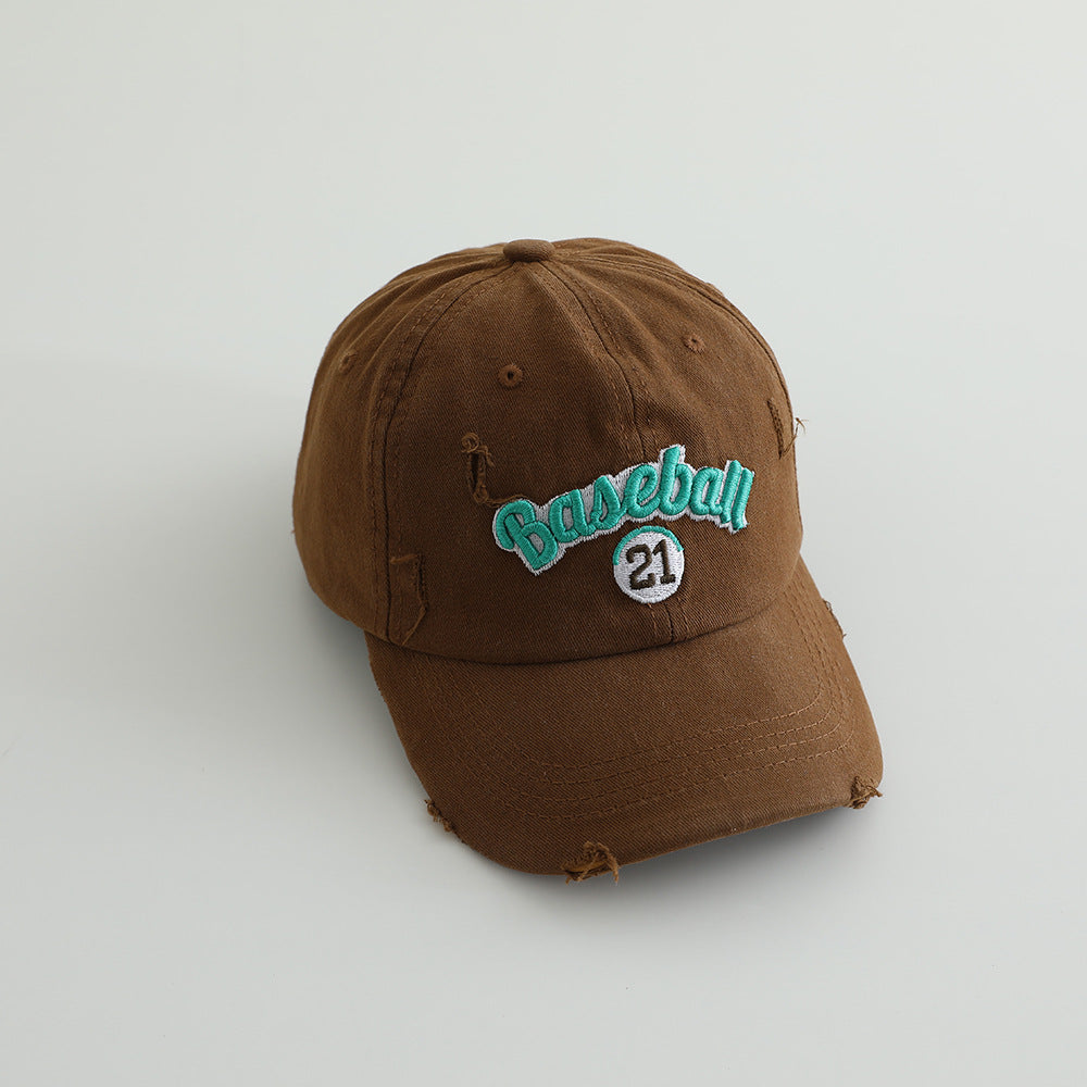 Men's Distressed Cotton Baseball Cap Bowlift
