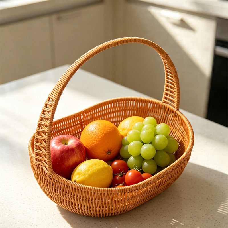 Handcrafted Natural Wicker Storage Basket Bowlift