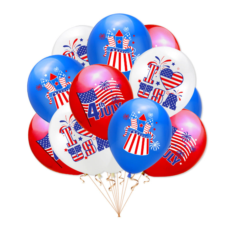 Unisex latex balloon printed with patriotic USA heart and lettering design Bowlift