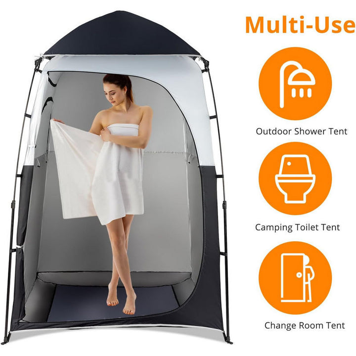 Portable Pop-Up Privacy Shower and Toilet Shelter with Ventilation and Waterproof Canopy Bowlift
