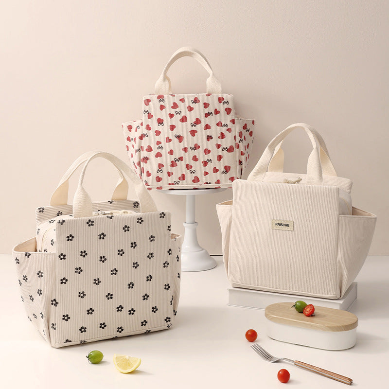 Insulated Heart Print Lunch Tote Bowlift