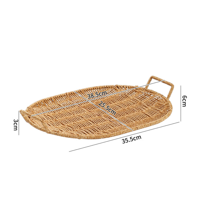 Handwoven Round Serving Tray with Ergonomic Handles Bowlift