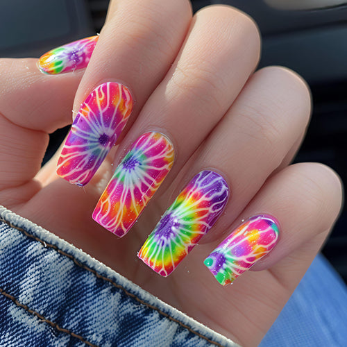 Abstract Tie-Dye Nail Art Design Bowlift