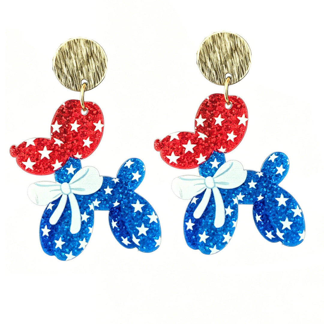 Ladies nan glittering bow earrings with stud closure and star stripe motif Bowlift