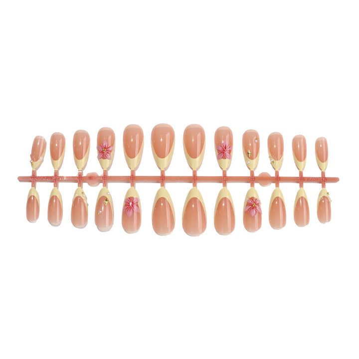 Elegant Floral-Themed Press-On Nail Set Bowlift