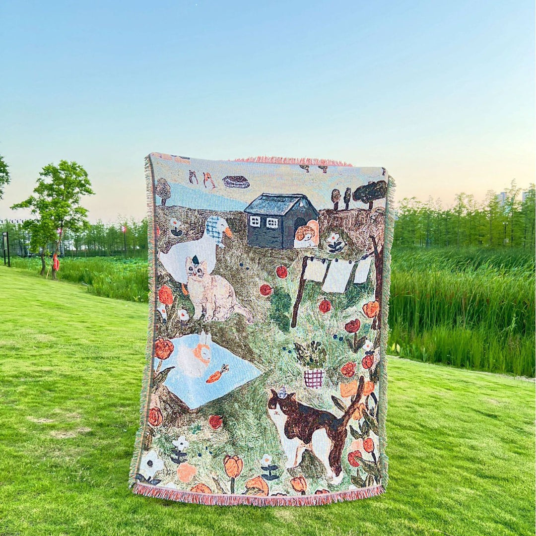 Artistic Farm-Themed Throw Blanket
