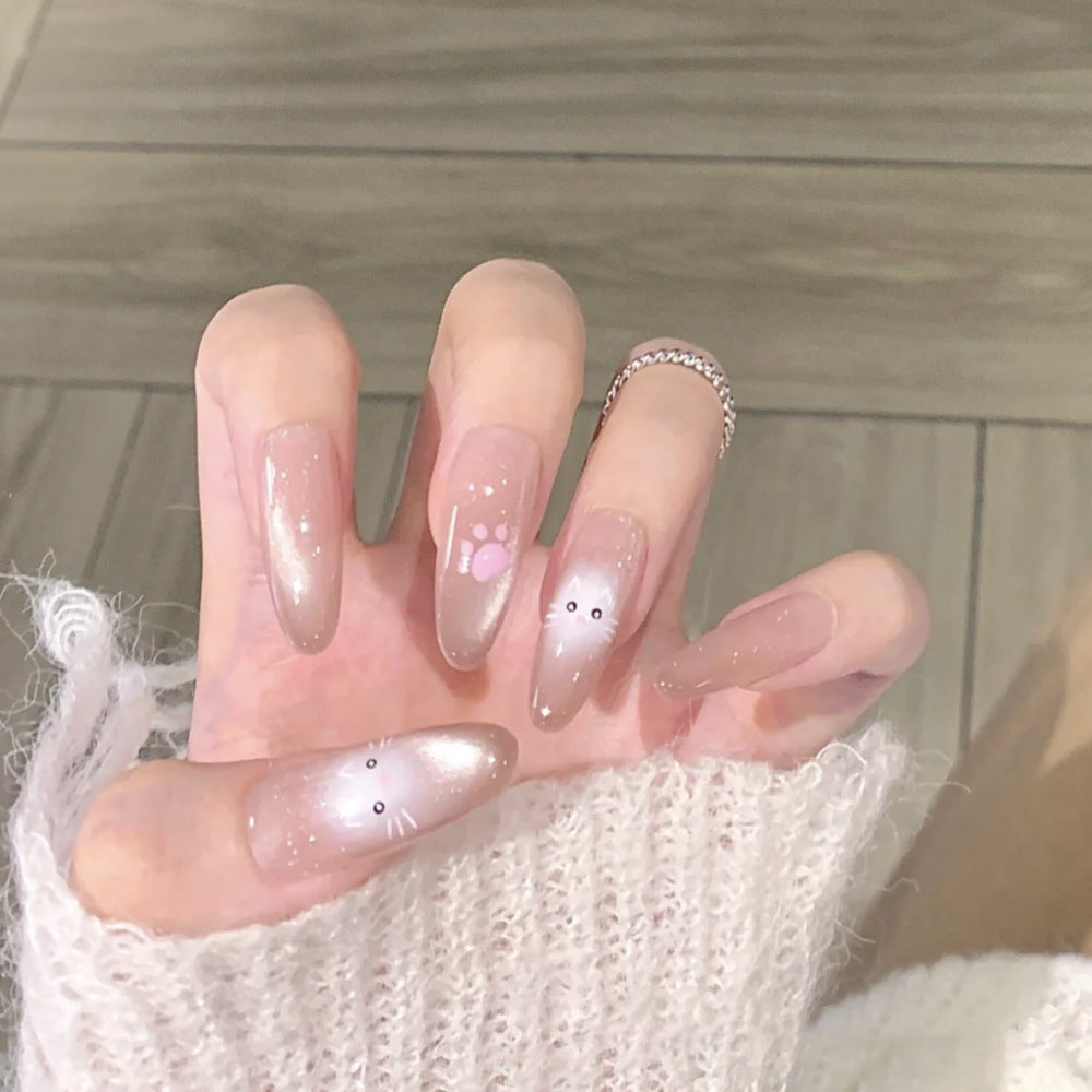 Artistic Press-On Nail Set with Playful Animal Designs Bowlift