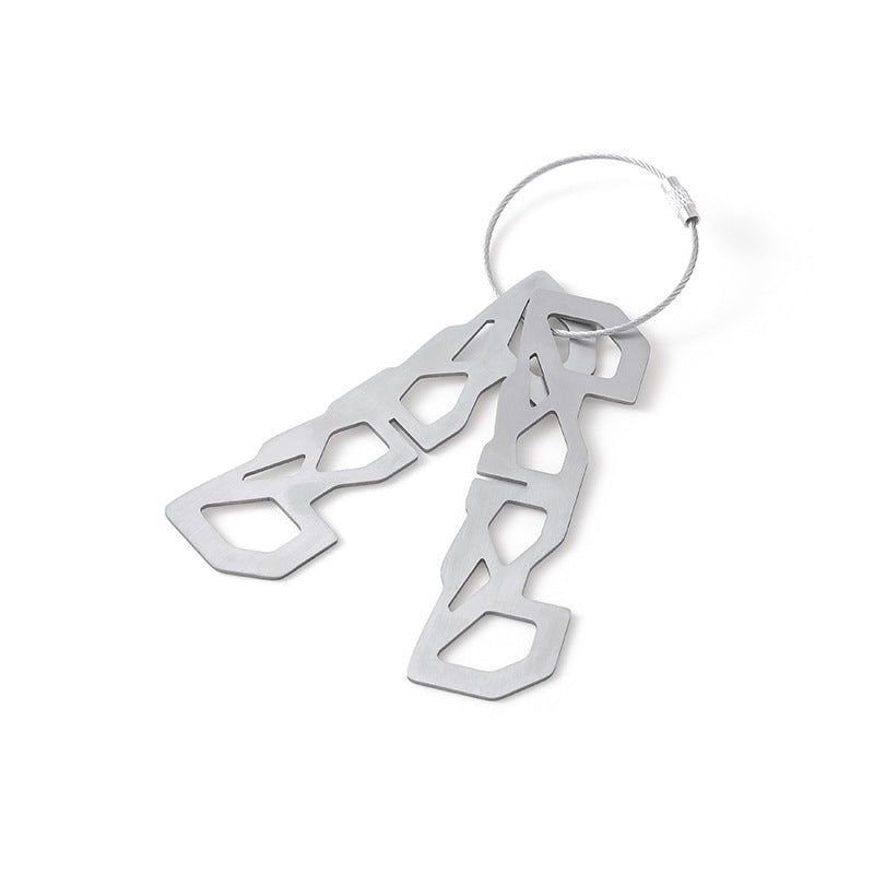 stainless steel flat key multi-tool organizer with braided cable loop Bowlift
