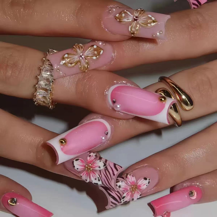 Decorative 3D Floral Nail Art Extensions Bowlift
