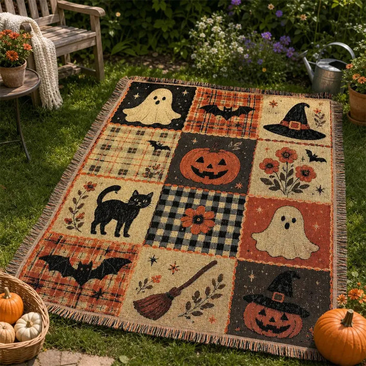 Decorative Halloween-Themed Throw Blanket