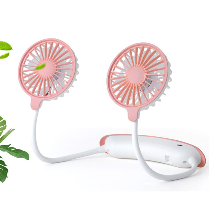 Unisex nano portable double neck fan with silent motor, adjustable fan heads, and rechargeable battery Bowlift