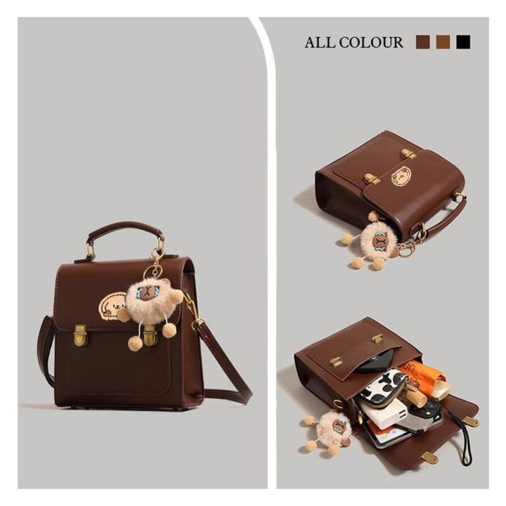 Playful Cartoon-Embroidered Satchel Bag Bowlift