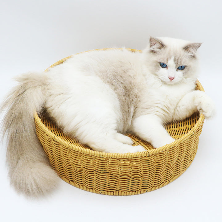 Cozy cat basket made of woven material Bowlift