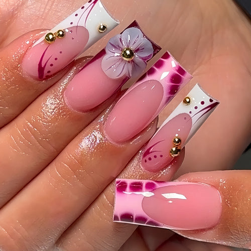 Artistic 3D Floral Press-On Nail Designs Bowlift