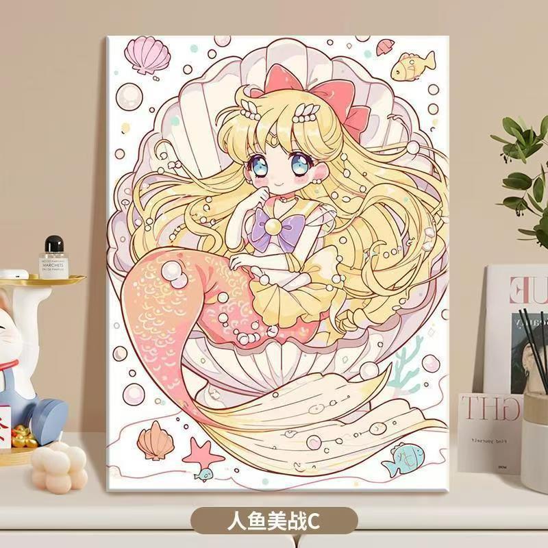 Anime-Inspired Mermaid Illustration Canvas Art Bowlift