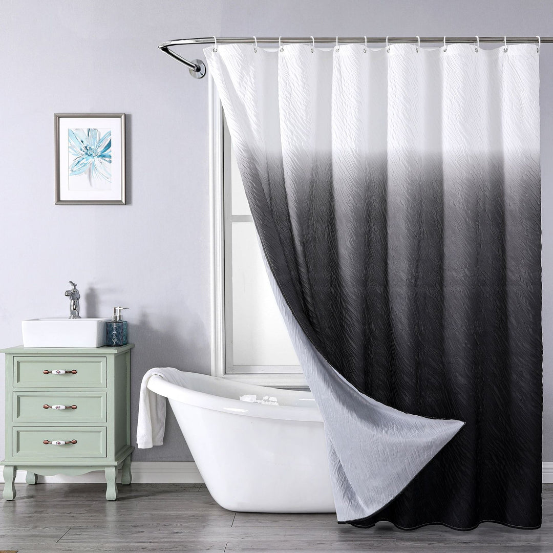 Textured Leaf Motif Shower Curtain Bowlift