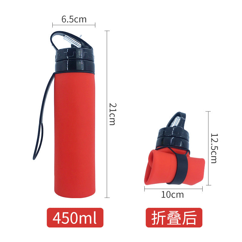 Women Foldable Sports Water Bottle with Integrated Straw Bowlift