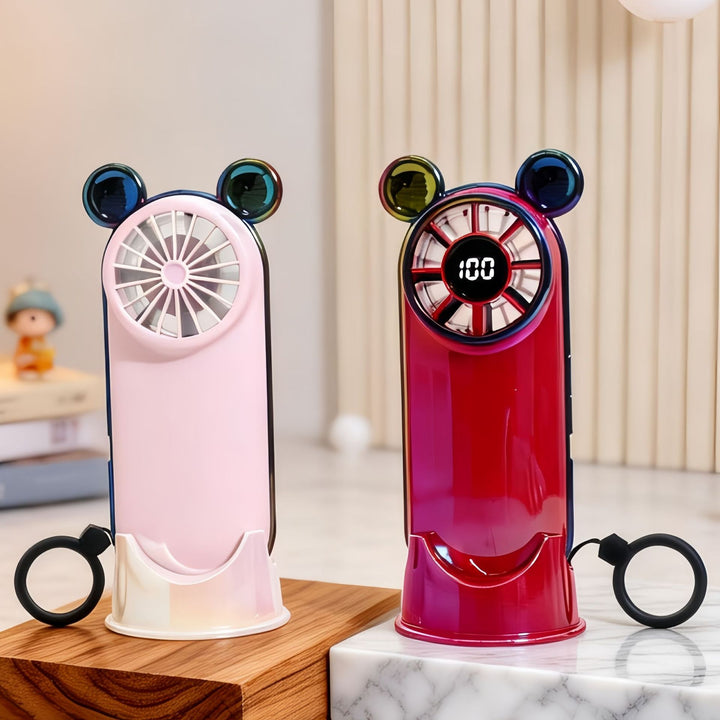Women Portable Mini Fan with LCD Display Bowlift