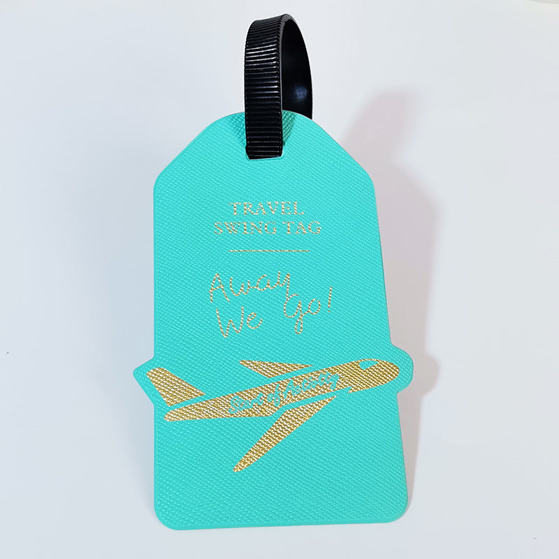 premium travel luggage tag with embossed airplane motif Bowlift