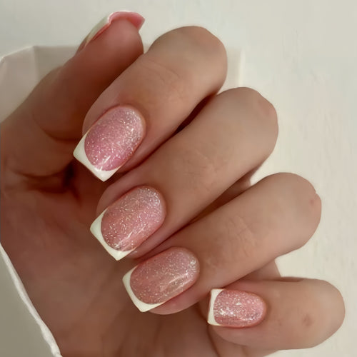 Glossy French Tip Press-On Nails Set Bowlift