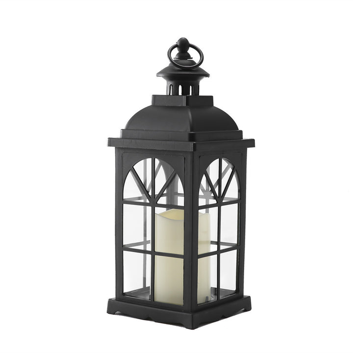 Vintage-Style Metal Lantern Candle Holder with Glass Panels Bowlift