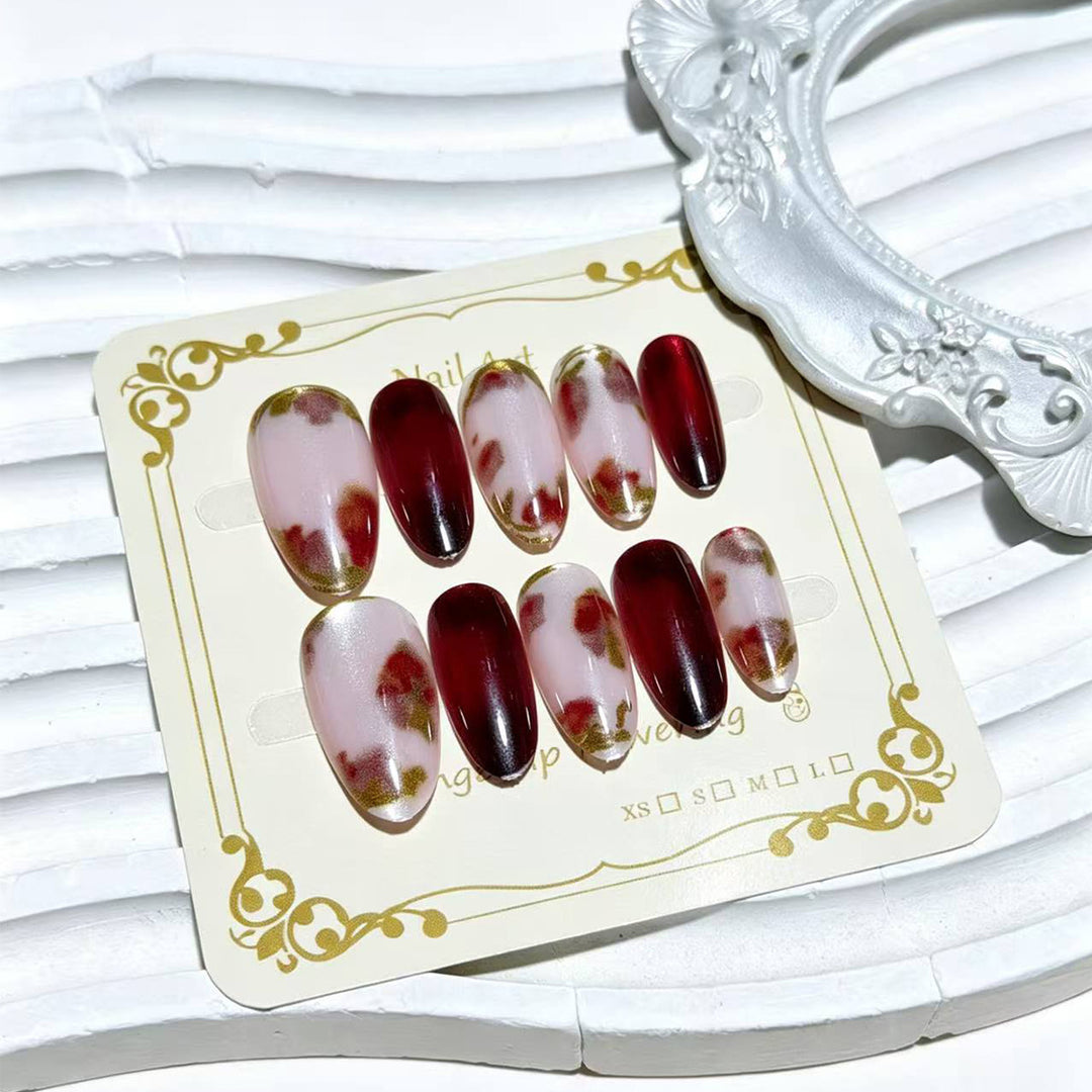Premium Decorative Floral Press-On Nail Art Bowlift