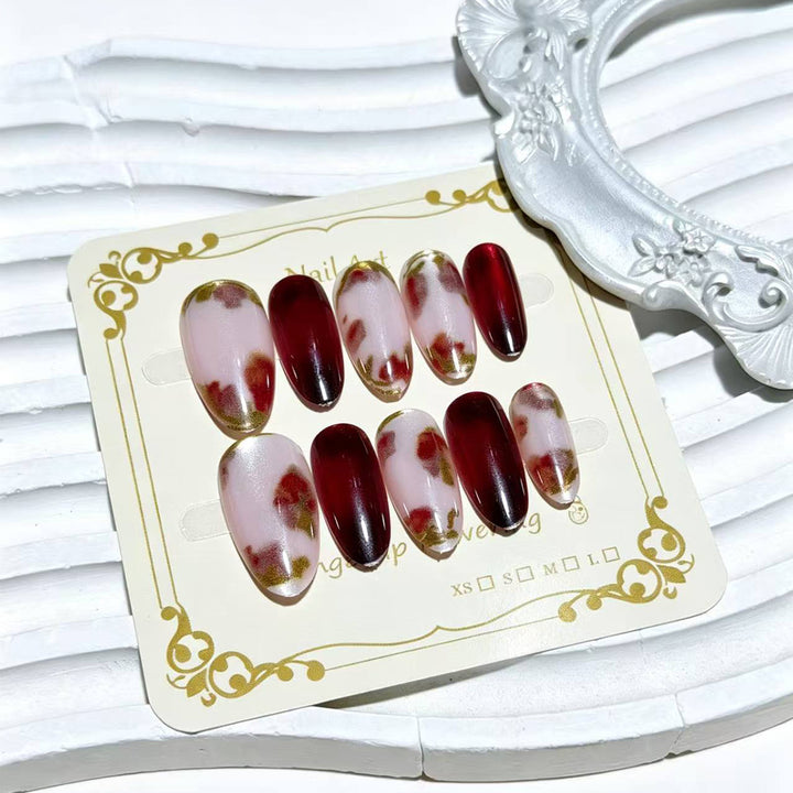 Premium Decorative Floral Press-On Nail Art Bowlift
