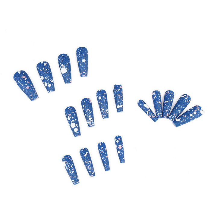 Artistic splatter design artificial nails Bowlift