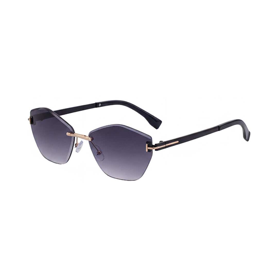Rimless Hexagonal Gradient-Effect UV Protection Sunglasses with Adjustable Nose Pads Bowlift