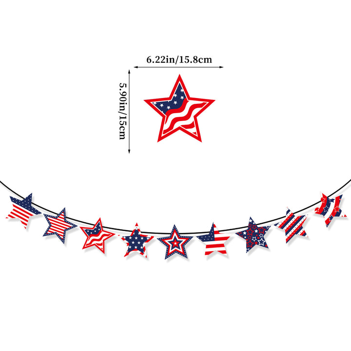 Unisex decorative paper fan garland with wavy semicircle pennants and star pattern Bowlift