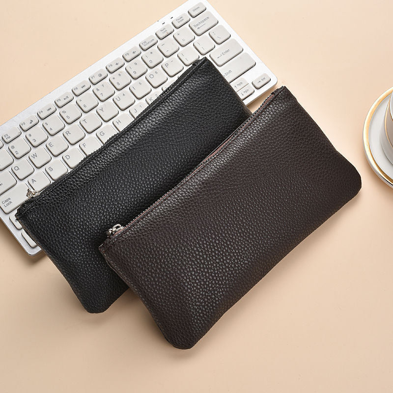Premium Leather Zippered Pencil Case Bowlift