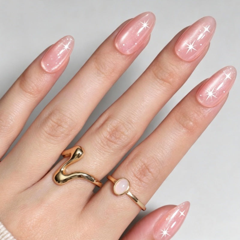 Premium Glittery Long Press-On Nails Bowlift