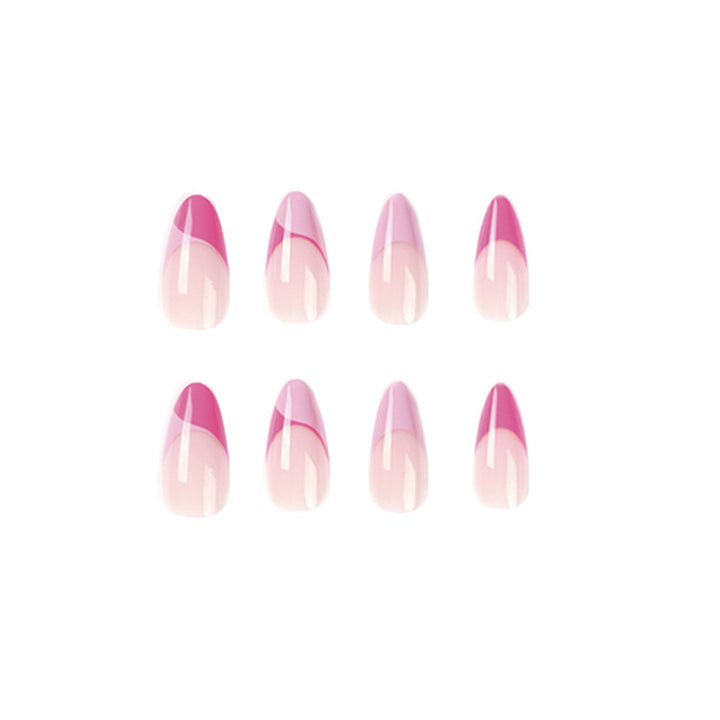 Artificial nail extensions with elegant glitter French tip design Bowlift