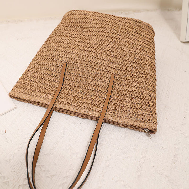 Braided shopping bag with elegant leather handles Bowlift
