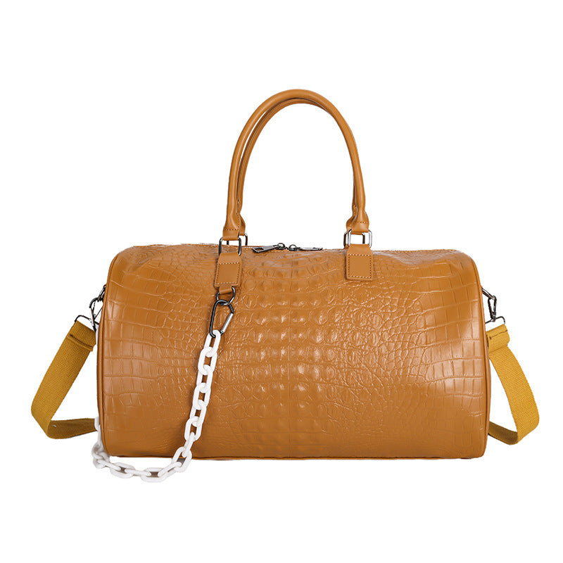 Crocodile Textured Luxurious Travel Duffle Bag Bowlift