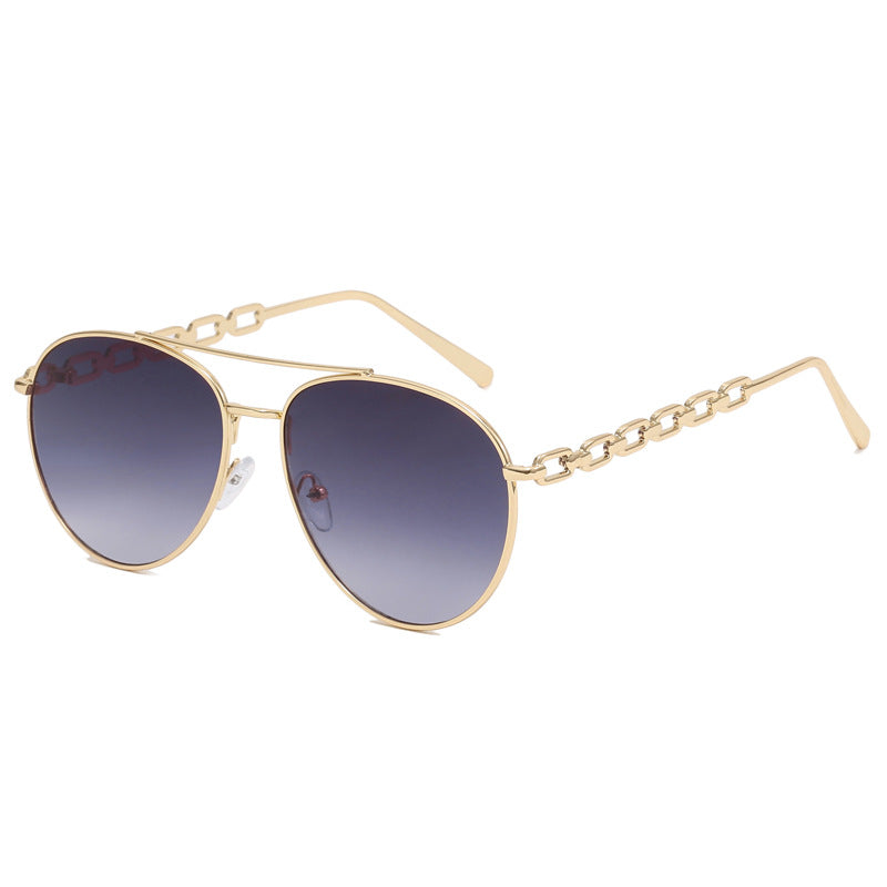 Women's Oversized Sunglasses with Fashionable Chain Frame Bowlift