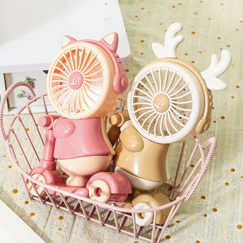 Women's Portable Table Fan in Cute Reindeer Design Bowlift