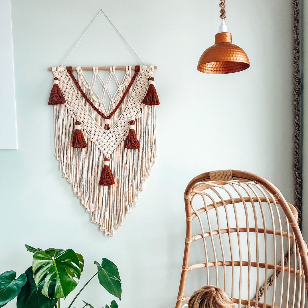Macramé wall decoration with creative fringes