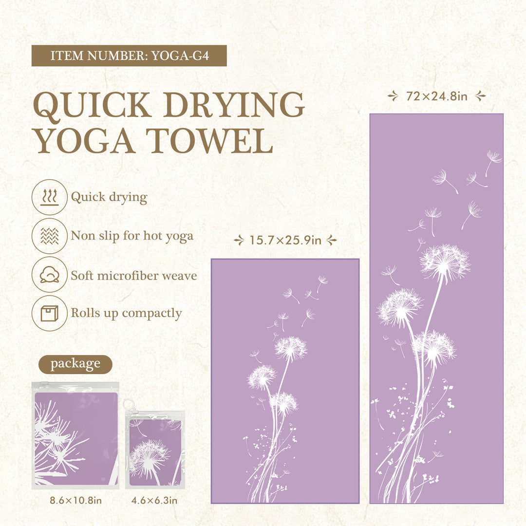 Quick-Drying Non-Slip Microfiber Yoga Towel with Mandala Grip Pattern Bowlift
