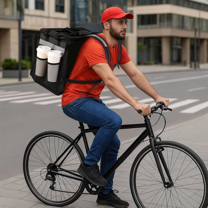 Women's Insulated Pizza Delivery Bag with Drink Holders and Reflectors Bowlift