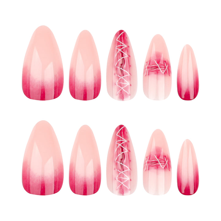 Artful Nail Extensions in Elegant Ombre Style with Art Motif Bowlift