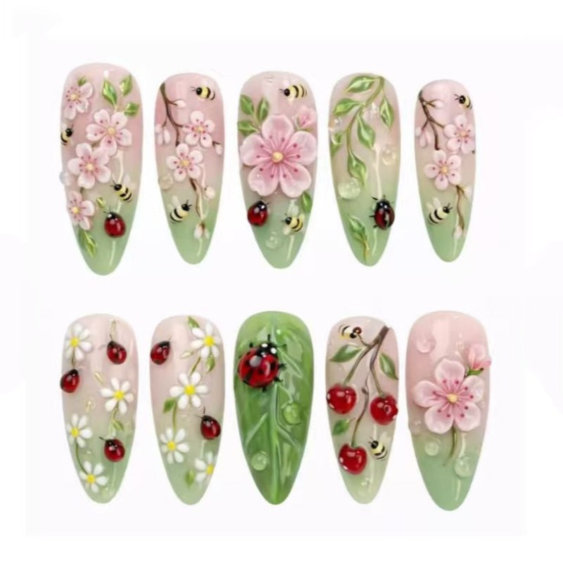 Nature-Themed Artistic Press-On Nail Set Bowlift