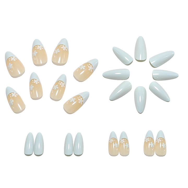 Artificial nails with protective and floral design Bowlift