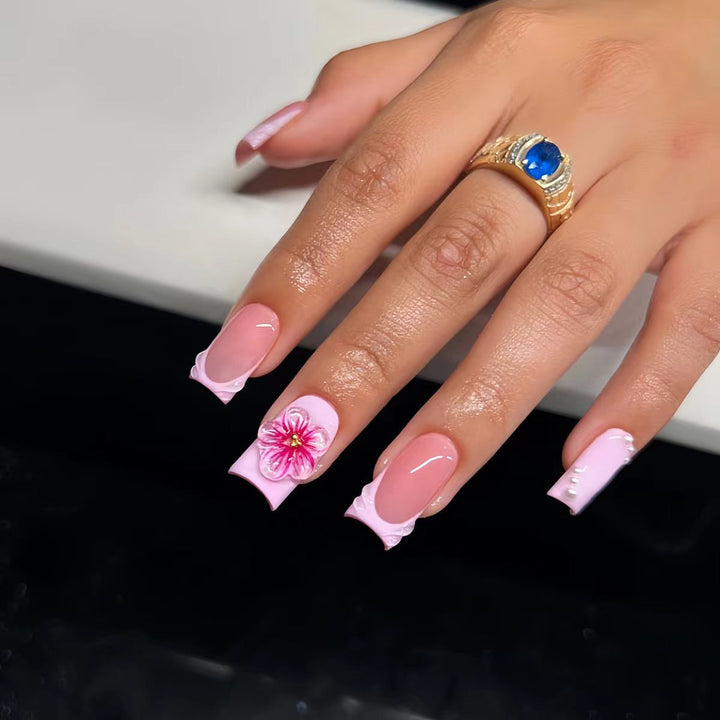 Premium 3D Floral Press-On Nail Art Bowlift