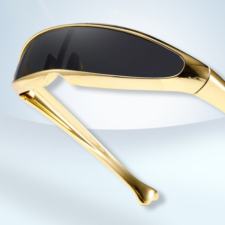 Women Futuristic Designer Sunglasses with Stylish Gold Frame Bowlift
