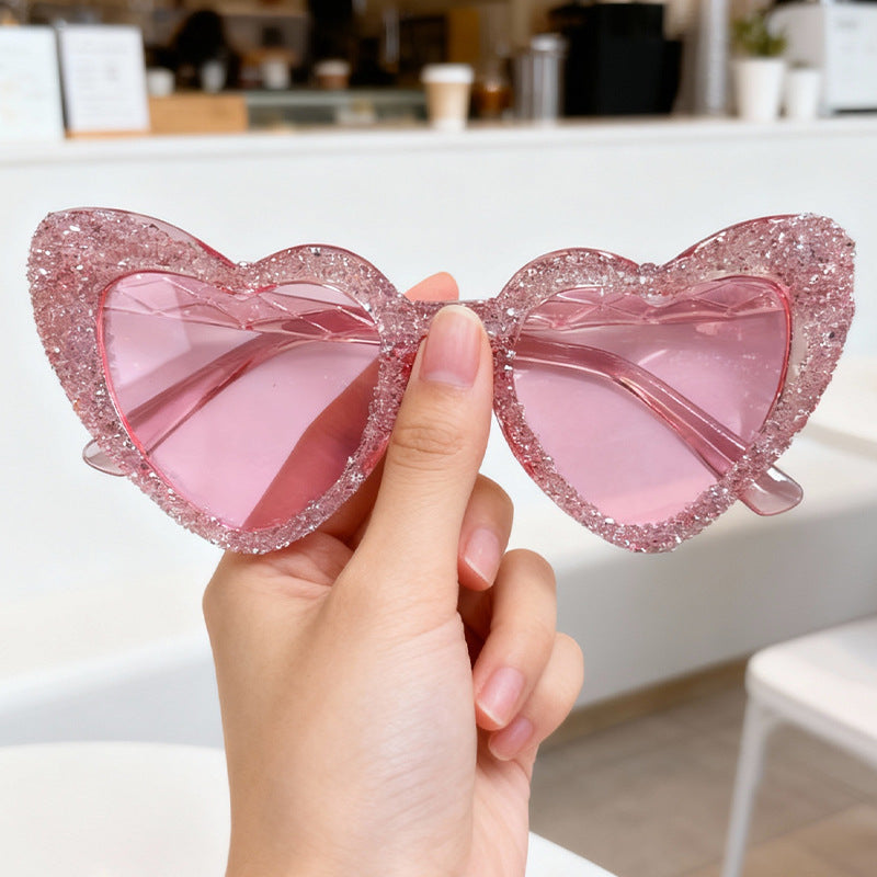 Sparkling Heart-Shaped Sunglasses Bowlift