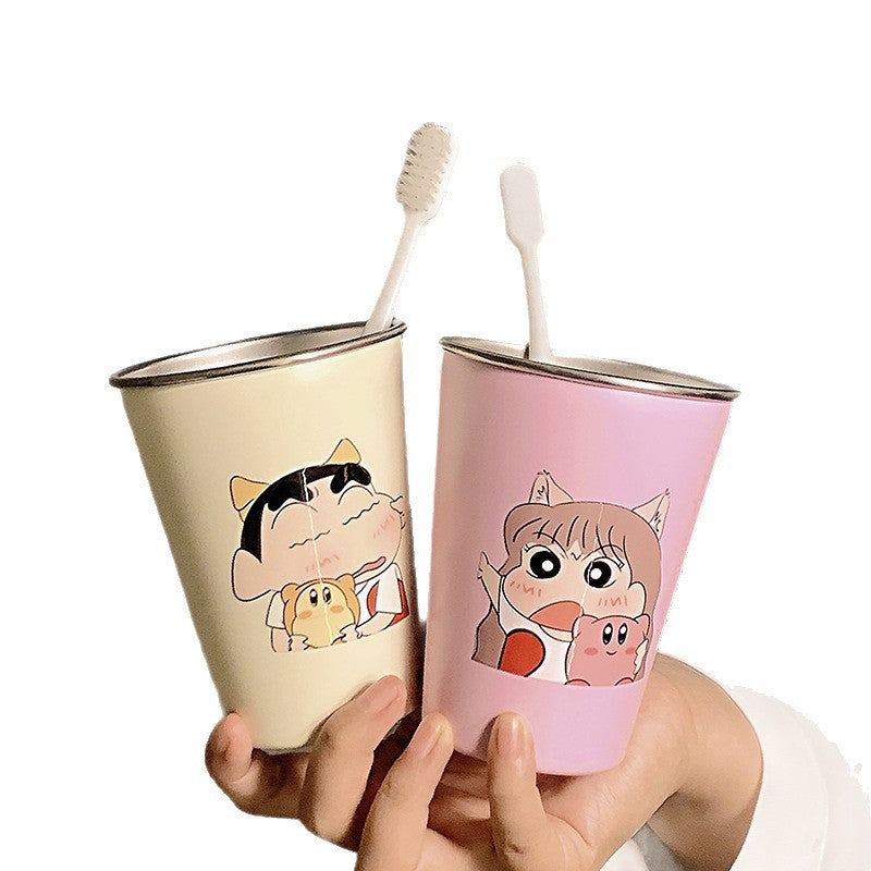 Stainless Steel Toothbrush Holder with Cute Cartoon Design Bowlift