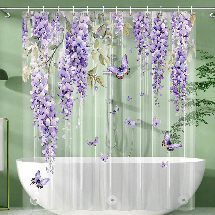 Floral Wisteria Shower Curtain Bowlift